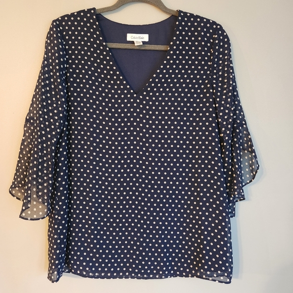 Calvin Klein Polka Dot Blouse - Picture 1 of 7